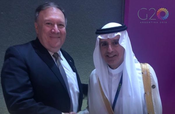 بومبيو يلتقي الجبير.. نقاش حول خاشقجي وحرب اليمن