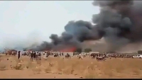 دمار 18 منزلا جراء حريق هائل في مخيم للنازحين بالحديدة